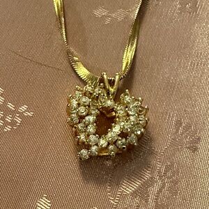 Elegant Gold plated sterling silver, and CZ Heart Pendant Necklace